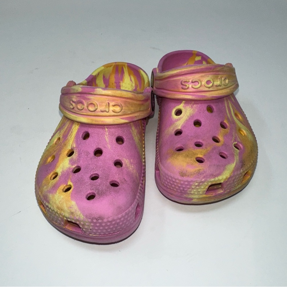 Toddler rainbow, tie dye Crocs, clogs, slip on shoes C-8